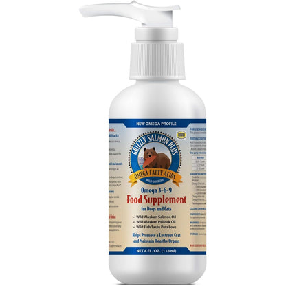 Grizzly Salmon Oil Cat Food Supplement Omega 3 Fatty Acids, 4 oz