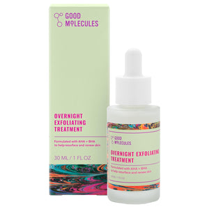 Good Molecules Overnight Exfoliating Treatment - Face Exfoliator with AHA & BHA Lightweight Formula - Pore Minimizer, Facial Skin Care with Glycolic & Salicylic Acid