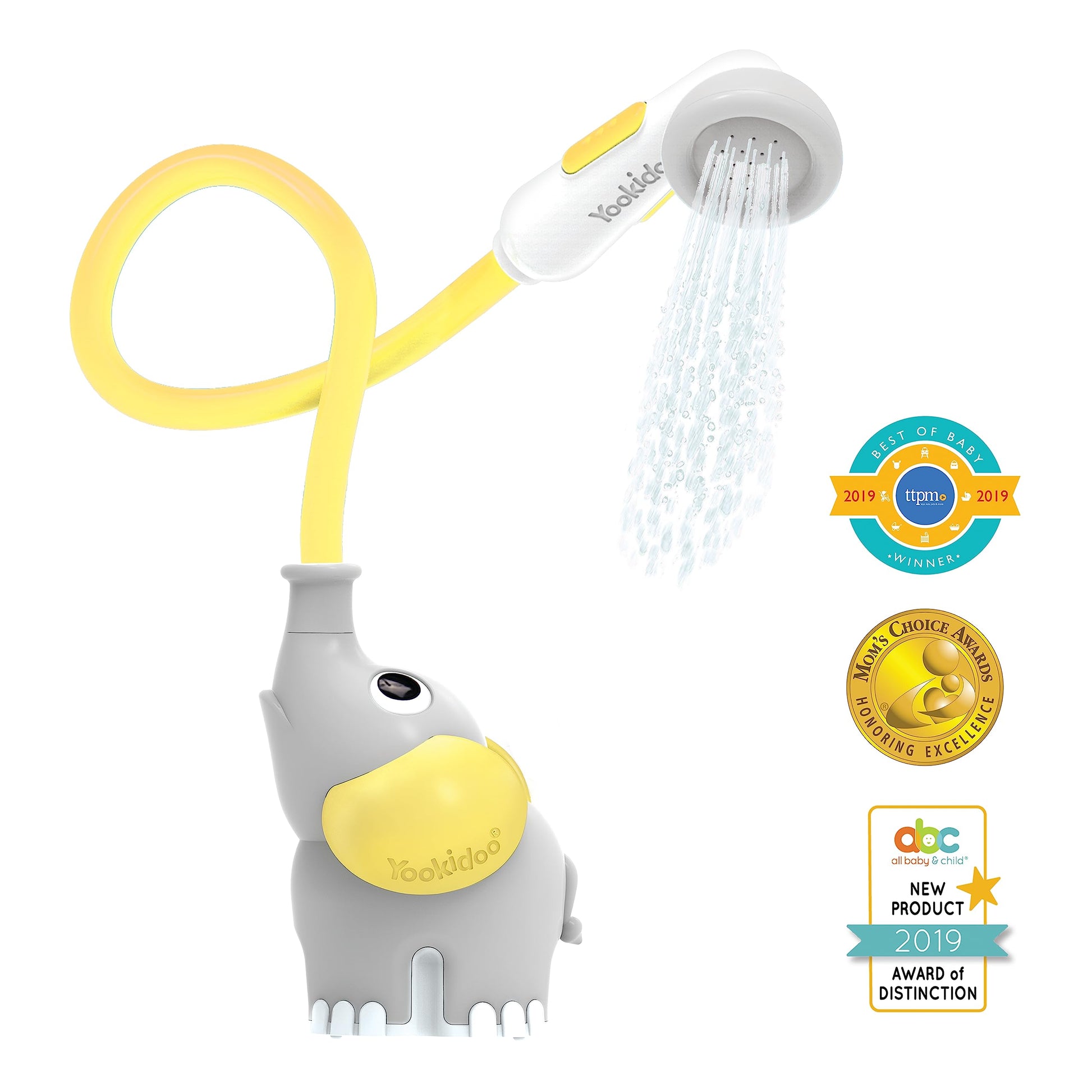 Buy now Yookidoo Baby Bath Shower Head - Elephant Water Pump and Trunk Spout Sprayer and Rinser-Control Water Flow from 2 Knobs Baby Bath Time Essentials for Newborn Babies in Tub Or Sink (Yellow) at indiglob india