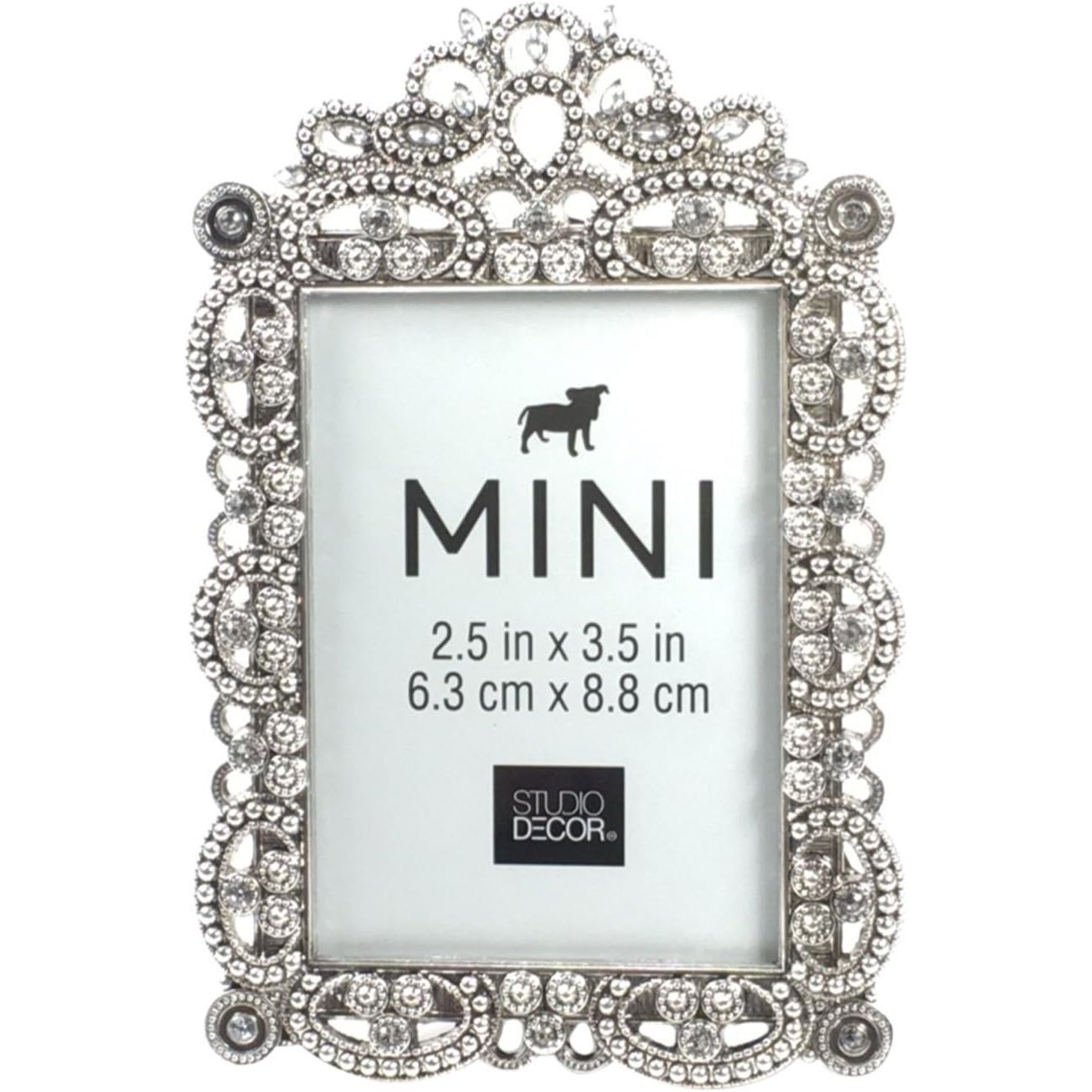 Buy now Bejeweled Silver Tone Metal Mini Picture Frame, 2.5" x 3.5" at indiglob india