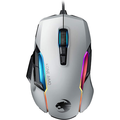 ROCCAT Kone Pro PC Gaming Mouse, Lightweight Ergonomic Design, Titan Switch Optical, AIMO RGB Lighting, Superlight Wired Computer Mouse, Titan Scroll Wheel, Bionic Shell, 19K DPI, White