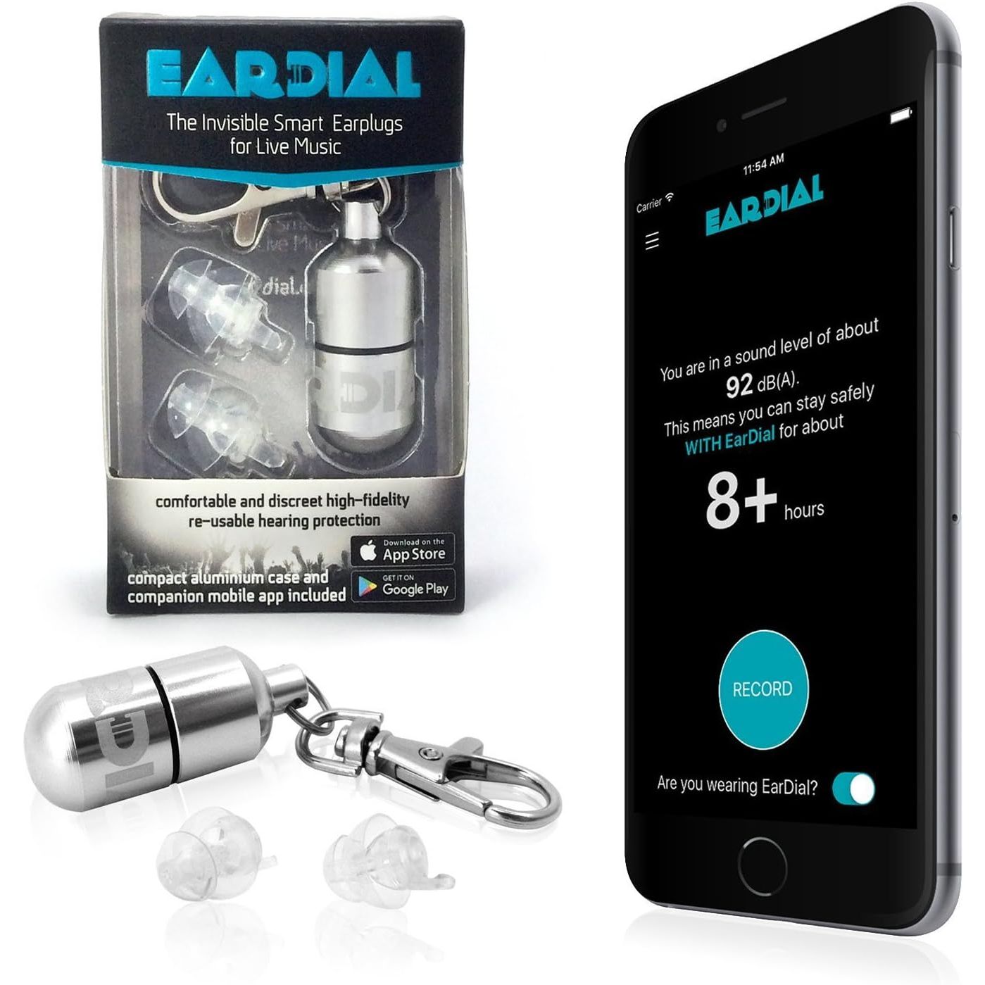 HiFi Earplugs - Invisible Hearing Protection for Concerts, Music Festivals, Musicians, Motorcycles and other Discreet Comfortable High Fidelity Noise Reduction. With Compact Case and App
