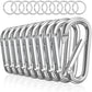 sprookber 3" Aluminum Carabiner D Ring, Caribeener Clips, Spring Snap Hook for Keychain Clip, Set of 10