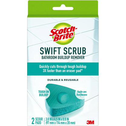 Scotch-Brite Swift Scrub Bath Cleaner Scrubbers, Soap Scum Remover for Cleaning Bathroom, Bathroom Scrubber Pads Safe for Tile, 2 Bathroom Cleaner Scrubbers