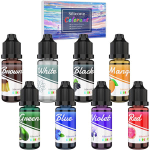 Silicone Rubber Pigment - 8 Colors Liquid Silicone Coloring Dye for Silicone Mold Making, Molding and Casting - Vibrant Silicone Color for Resin Molds Making, Statues DIY Manual Making - 10ml Each