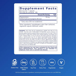 Pure Encapsulations Pregnenolone 10 mg - Support Memory & Hormone Balance* - Hormone Precursor - Gluten Free & Non-GMO - 180 Capsules