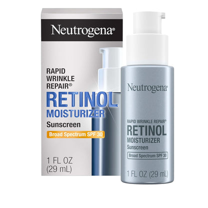 Neutrogena Retinol Face Moisturizer, Rapid Wrinkle Repair with SPF 30 Sunscreen, Daily Anti-Aging Face Cream with Retinol & Hyaluronic Acid to Fight Fine Lines, Wrinkles, & Dark Spots, 1 fl. Oz