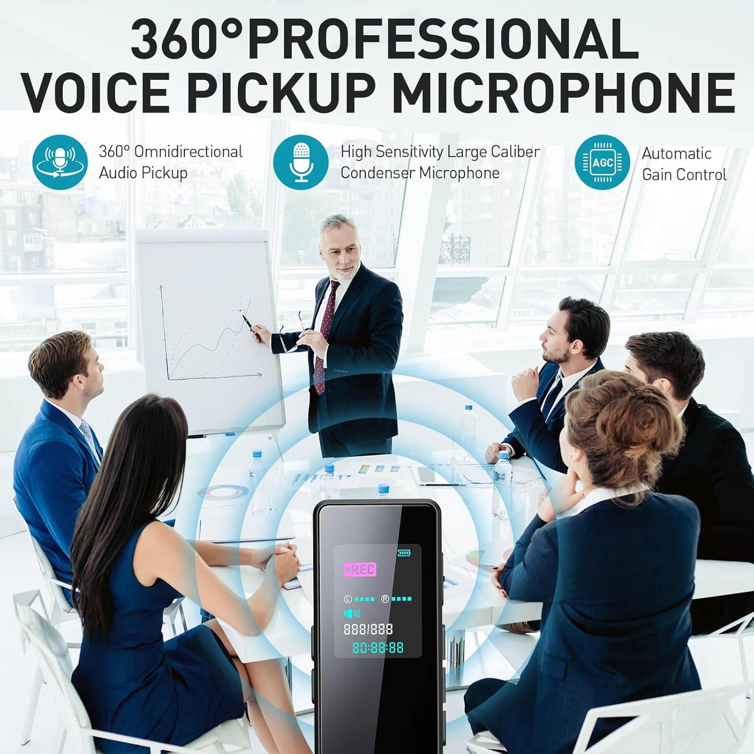 64GB Digital Audio Voice Recorder for Lectures Meetings, Voice Activated Tape Recorder with Playback Dictaphone Sound Recorder Recording Device, Noise Reduction, MP3 Player - My Store