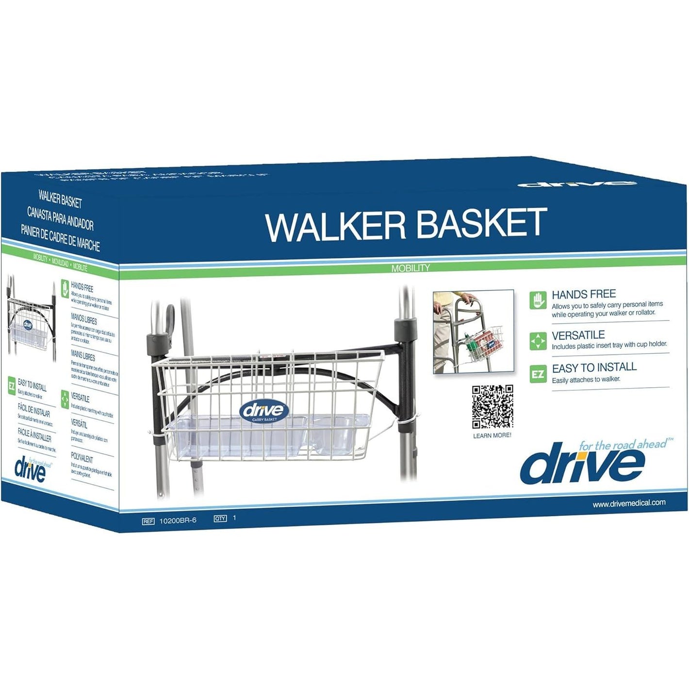 Buy now Drive Medical 10200B Walker Basket, Basket for Folding Walker with Cup Holder, White at indiglob india