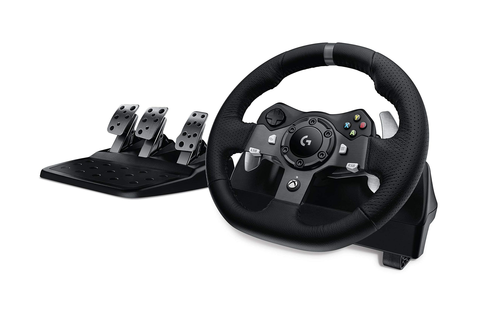 Buy now Logitech Driving Force G920 Steering Wheel and Pedals, 941-000123 (Steering Wheel and Pedals f/PC and Xbox One) (Renewed) at indiglob india