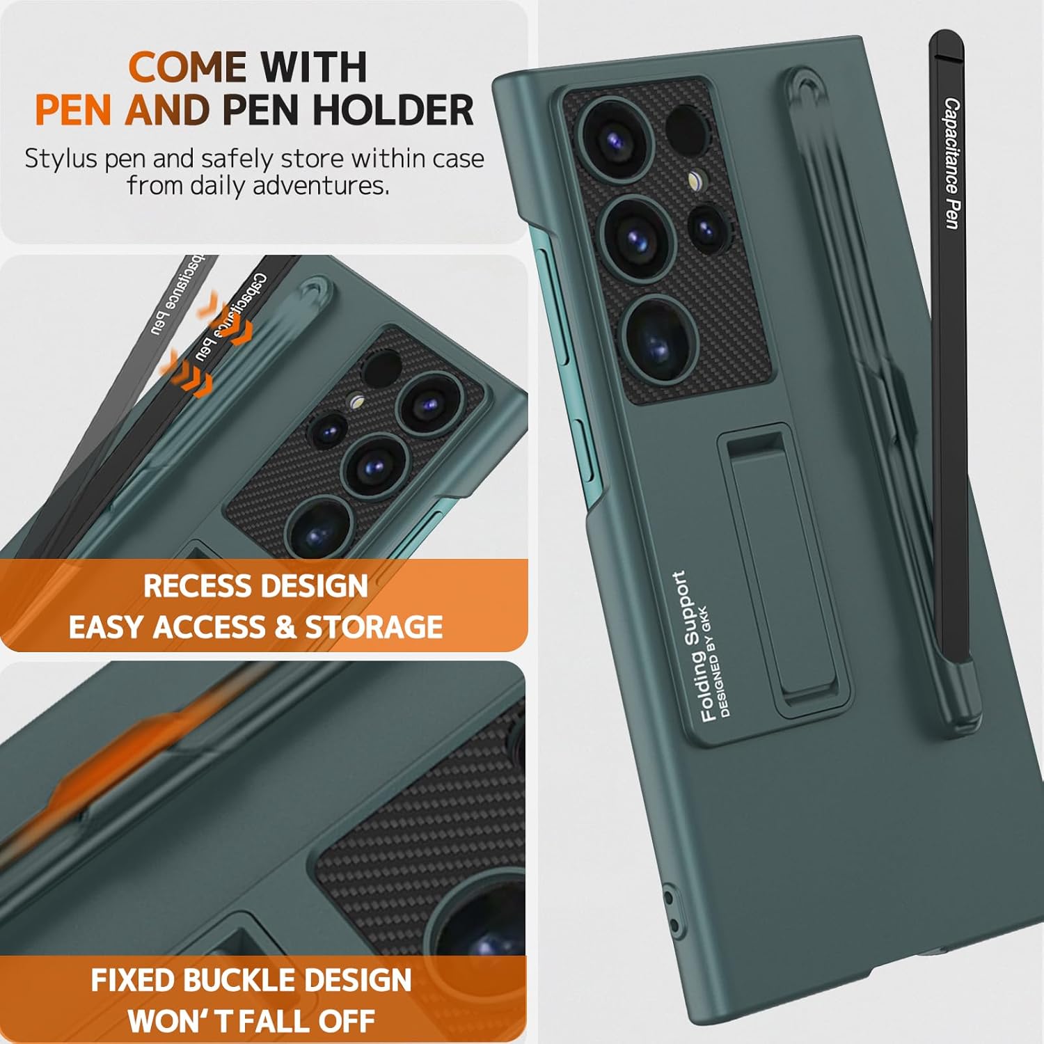 Buy now NINKI Compatible Samsung Galaxy S24 Ultra 5G Case with Kickstand & S Pen (Slot),Hard Protective Cover for Galaxy S24 Ultra Thin Case Stand,Phone Case for Galaxy S24 Ultra Case with S Pen Holder Green at indiglob india