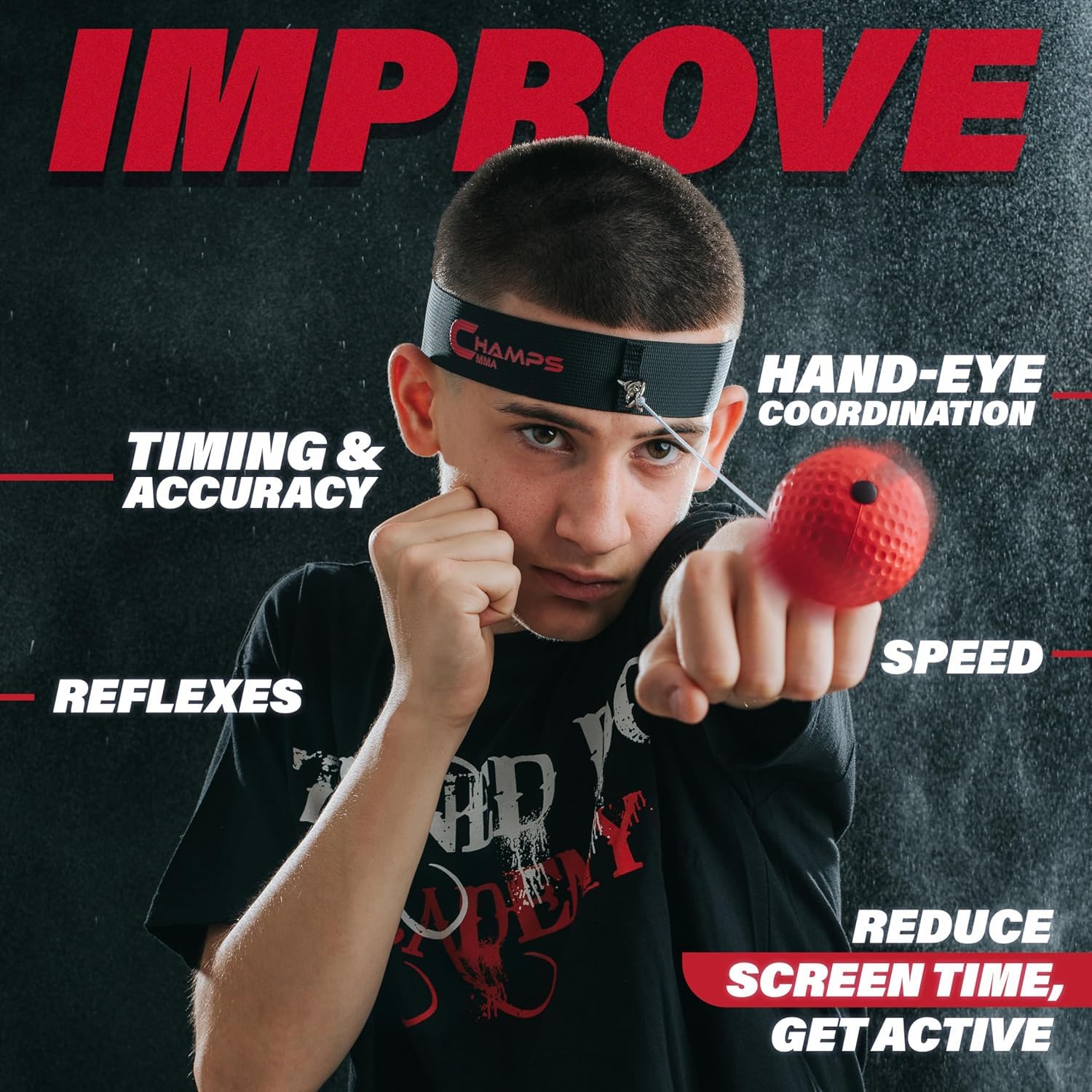 Buy now Champs MMA Boxing Reflex Ball Set with Punch Counter App | 4 Balls with Varying Weights, Headband & 4 Spare Strings to Improve Speed, Hand Eye Coordination Training | Boxing Equipment, MMA Gear Gift at indiglob india