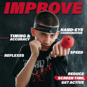 Buy now Champs MMA Boxing Reflex Ball Set with Punch Counter App | 4 Balls with Varying Weights, Headband & 4 Spare Strings to Improve Speed, Hand Eye Coordination Training | Boxing Equipment, MMA Gear Gift at indiglob india