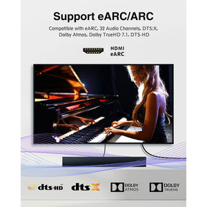 Silkland 8K HDMI ARC/eARC Cable 2.1 for Soundbar 6.6ft, 8K@60Hz 4K@120Hz High Speed HDMI Cord for Home Theater, 48Gbps, Dolby Atoms, DTS:X Compatible for Vizio Samsung Bose Sound bar, UHD TV, Blu-ray