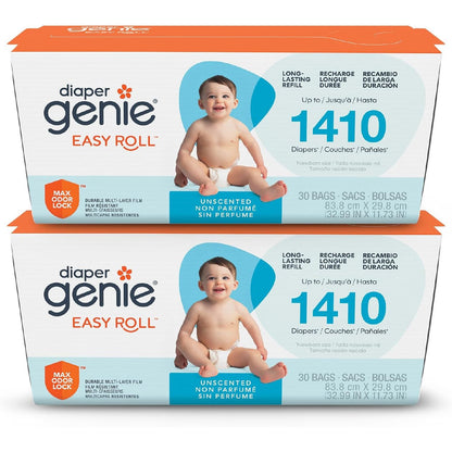 Diaper Genie Easy Roll Refill | 18 Bags Per Refill | Holds Up to 846 Newborn Diapers | Odor Control | Diaper Pail Refill Bags | Fits Diaper Genie Signature & Platinum Pails, Packaging may vary