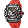 Mens Luxury Tonneau Square Watches Analog Punk Chronograph Unique Sports Wrist Watch Japanese Movement Luminous Design with Rubber Band - X Black Red