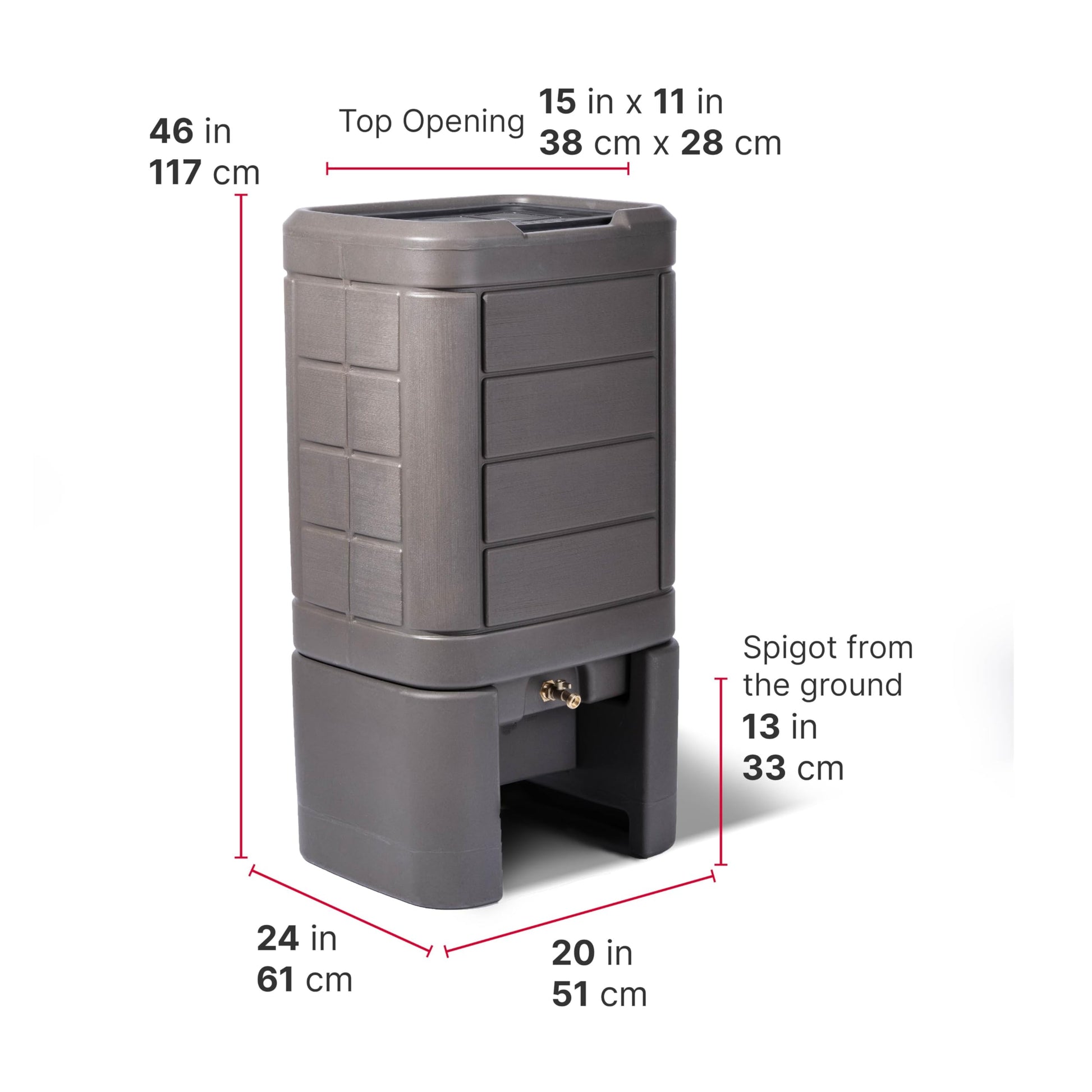 Buy now Step2 Lakewood Rain Barrel with Stand, Outdoor Water Conservation Container, Holds 60 Gallons, Brown at indiglob india