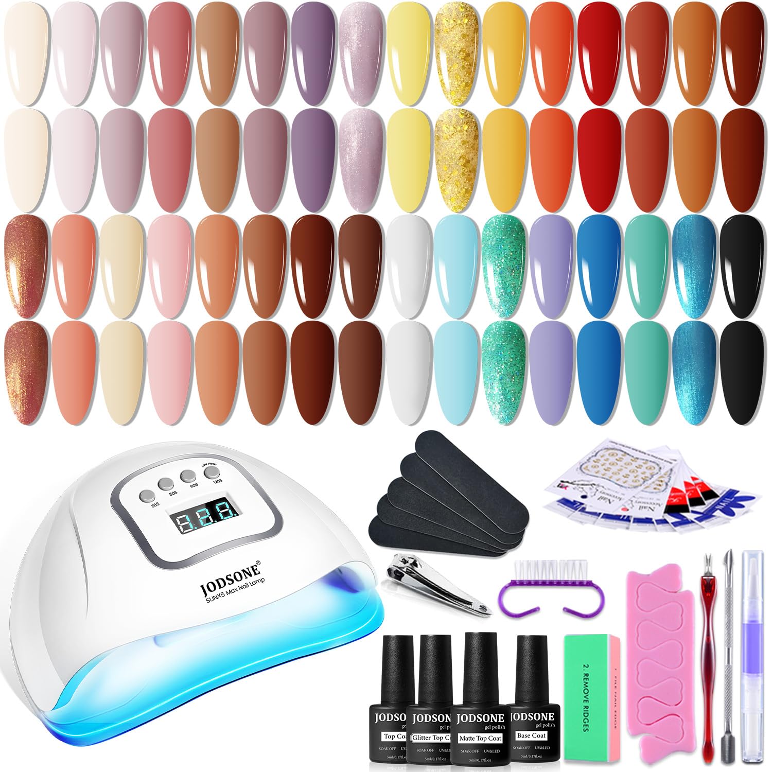 Buy now JODSONE Gel Nail Polish Kit with U V Light 32 Colors Gel Polish Nail + 4 Functional Adhesive Bottles Kit Soak Off Manicure Tools Gifts for Women 32KIT-Color 8 at indiglob india
