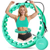 U1 Smart Weighted Hula Hoop – 30 Knots 19"–61" Adjustable Waist, Magnetic Lock with Spring Massage Heads, Infinity Hoop Plus Size for Adults & Kids, Ab Workout, Weight Loss, Abdominal Toner - Green-30 Knots 61"