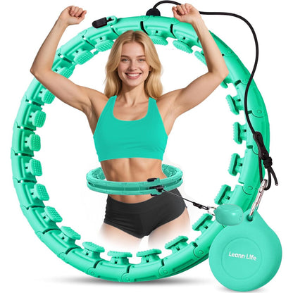 U1 Smart Weighted Hula Hoop – 30 Knots 19"–61" Adjustable Waist, Magnetic Lock with Spring Massage Heads, Infinity Hoop Plus Size for Adults & Kids, Ab Workout, Weight Loss, Abdominal Toner