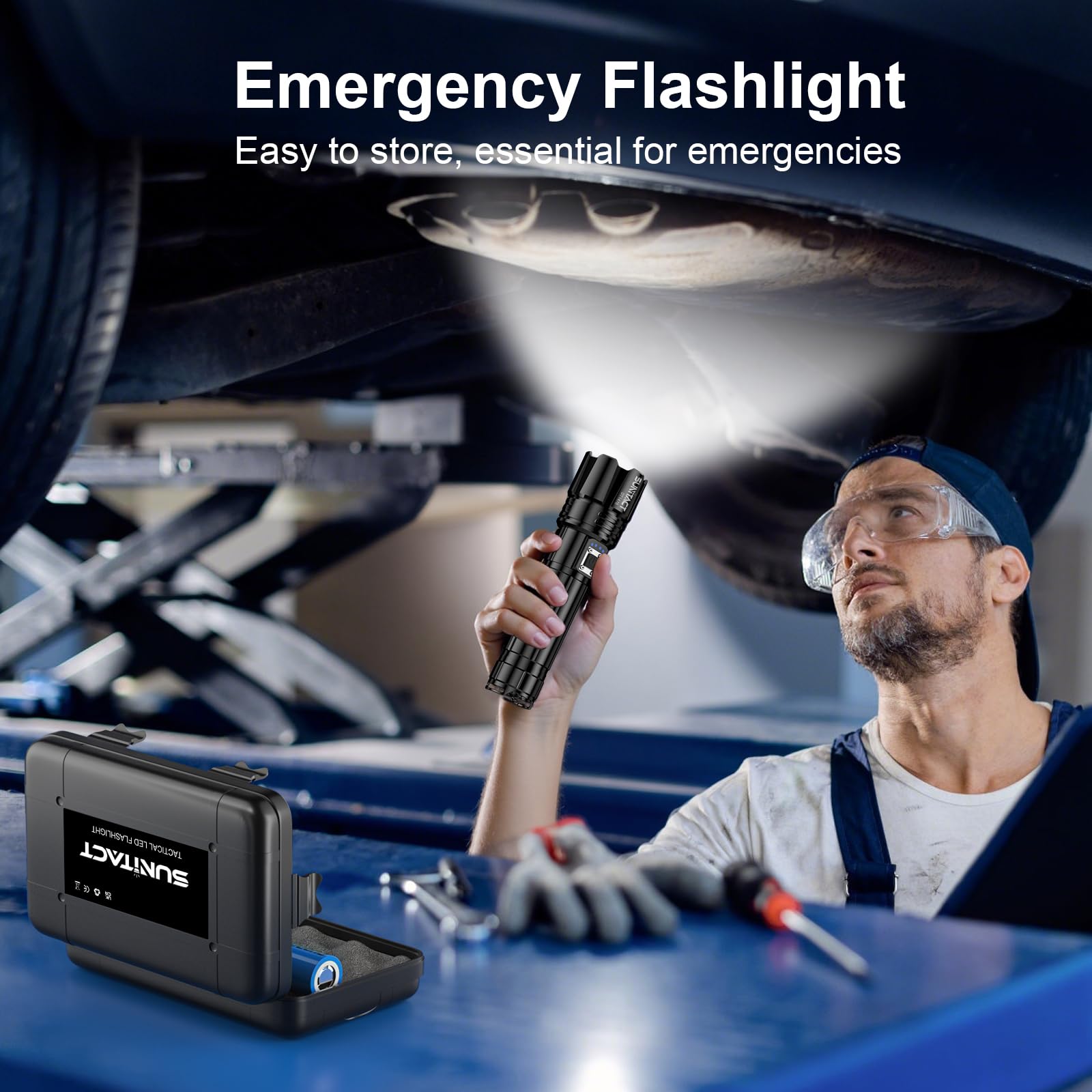 Buy now Flashlights High Lumens Rechargeable - 20000LM 30W Super Bright LED Flash Light | 5000ft Beam & 12H Long Lasting USB High Powered Handheld Police Flashlight for Home/Camping/Hiking/Emergency at indiglob india