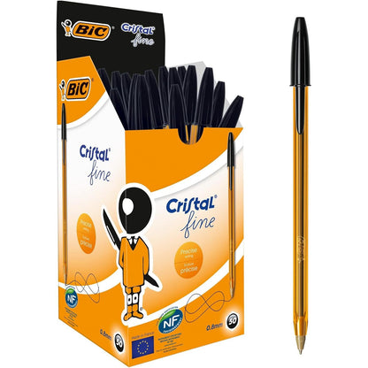 BIC Cristal Original Fine Ball Pens Fine Point (0.8 mm) - Assorted Colours, Pouch of 10