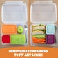 Bentology Bento Lunch Box Set w 5 Leakproof Made-to-Size Snack Containers & Built-In Utensil Holder- Meal Prep Made Easy w Reusable, Kid's Back to School or Office- Durable, BPA Free, Dishwasher Safe
