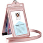 Badge Holder with 2 Lanyard Leather Easily Holds 1 to 6 Cards, Trifold Heavy Duty ID Card Holder, for Nurse Teacher School Medical Law Enforcement