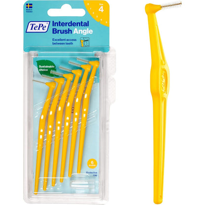 TEPE Interdental Brush Angle, Angled Dental Brush for Teeth Cleaning, Pack of 6, 0.8 mm, Large Gaps, Green, Size 5