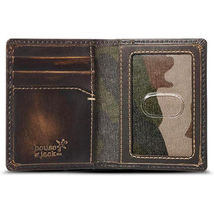 House of Jack Co. Slim Card Wallet for Men, Minimalist Front Pocket, Small Bifold Card Holder, Full Grain Cowhide Leather Walelt, Black