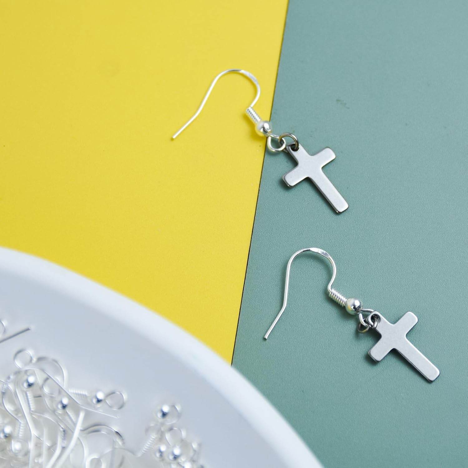 100 PCS/50 Pairs 925 Sterling Silver Earring Hooks Fish Hook Ear Wires French Wire Hooks Hypo-allergenic Jewelry Findings Earring Parts DIY Making with 100 PCS Clear Rubber Earring Safety Backs - My Store