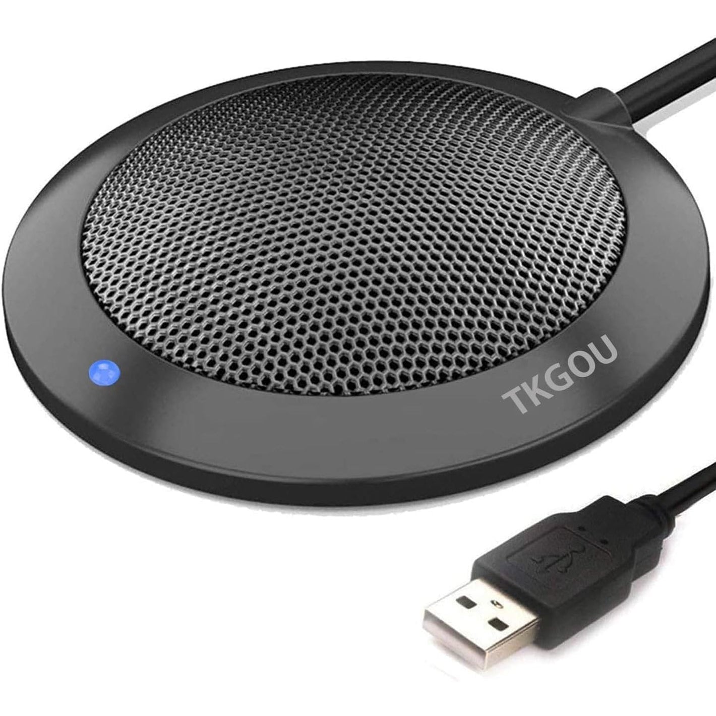 Conference USB Microphone, Computer Desktop Mic with LED Indicator, Plug & Play Omnidirectional Condenser PC Laptop Mics for Online Meeting, Class, Skype, Recording, Zoom, (No Speakers Included)