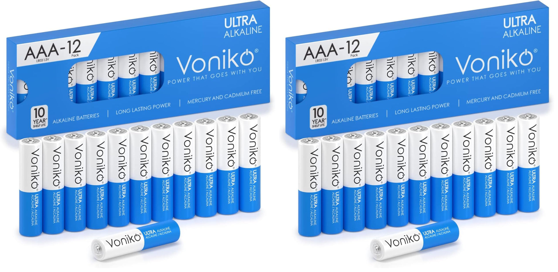 Buy now Voniko Ultra AAA Batteries 24 Pack - Alkaline Triple A Battery, Ultra Long-Lasting for All Your Devices, 10-Year Shelf Life, Leak-Proof & Mercury-Free 12 Count (Pack of 2) AAA at indiglob india