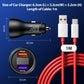 Car Charger for SuperVOOC 100W 80W for OnePlus 13 13R 12R 12 11 10t 10 Pro, 65W Warp Charger for OnePlus Nord N30 N100 Open Pad 9 Pro 8 7T 6T 6 LED Display Dual USB Car Charge Adapter 3.3FT Fast Cable