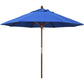 California Umbrella 9' Round Hardwood Frame Market Umbrella, Stainless Steel Hardware, Push Open, Navy Blue Olefin