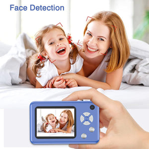 Digital Camera,48MP Kids Camera FHD 1080P,Vlogging Camera,Rechargeable Mini Camera with 32GB Card,Compact Portable Mini Rechargeable Camera Gifts for Students Teens Girls Boys-Deep Blue