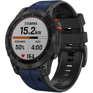 Abanen Quick Fit Silicone Watch Bands for Garmin Fenix 8 51mm / epix Pro 51mm / Instinct 2X / Instinct 3 50mm,Soft Sport Bicolor Waterproof Wristband Strap for Fenix 7X/6X/5X, Enduro