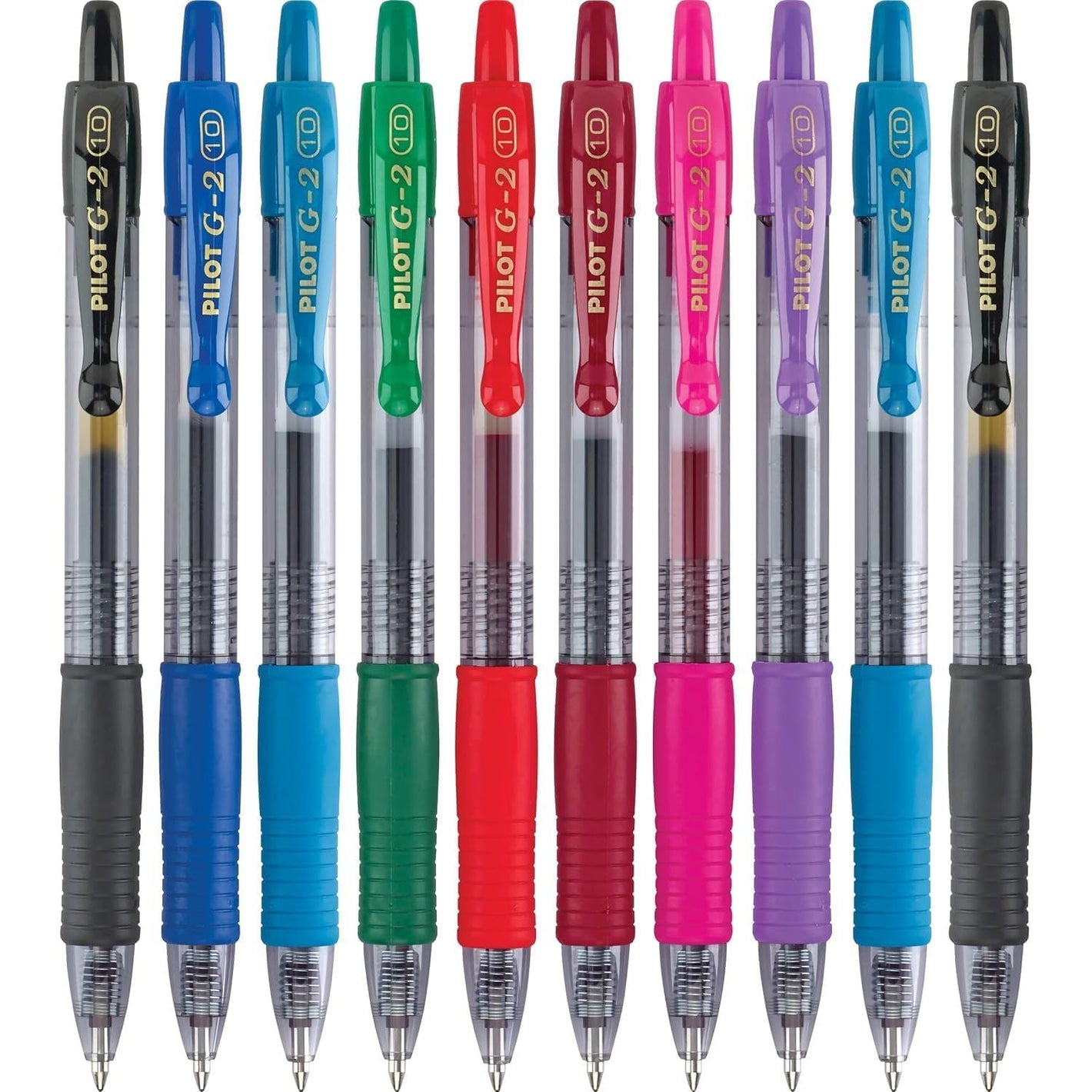 PILOT G2 Premium Retractable Gel-Ink Rolling Ball Pens, Bold Point (1.0mm), 1.0 Gel Pens, Assorted, 10-Pack - Ideal for School, Journaling, & Office Writing