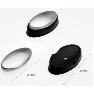BIUWING Stainless Steel Soap, 3 pcs Stainless Steel Bar Soap, Metal Soap, Odor Removing Soap Bar with Soap Dish, Remove Odor of Onion, Garlic and Fish etc