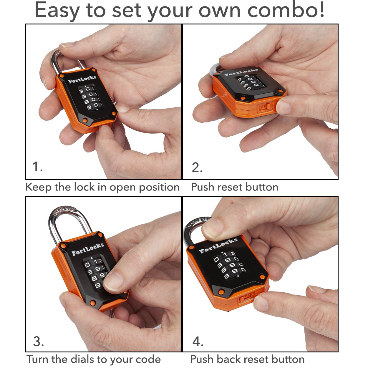 Buy now Gym Locker Lock - 4 Digit, Heavy Duty, Hardened Stainless Steel, Weatherproof and Outdoor Combination Padlock - Easy to Read Numbers - Resettable and Cut Proof Combo Code - 1 Pack Orange at indiglob india