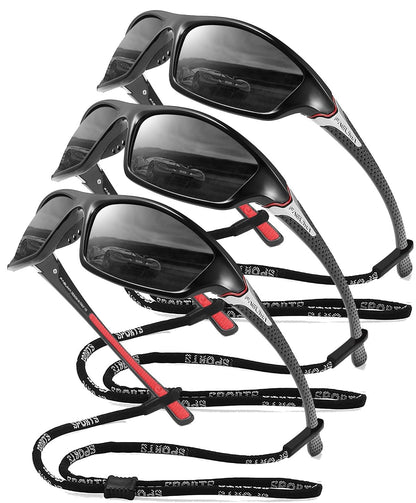 Buy now FAGUMA Sports Polarized Sunglasses For Men Cycling Driving Fishing UV400 Protection 05 Black+black+black(3 Pack) at indiglob india