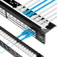 Rapink Patch Panel 24 Port Cat6 with Inline Keystone 10G Support, Pass-Thru Coupler Patch Panel UTP 19-Inch with Removable Back Bar, 1U Network Panel for Cat6, Cat5e, Cat5 Cabling