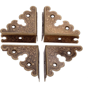 dophee 4Pcs Decorative Corner Protectors, Retro Style Edge Safety Guards Covers for Picture Frame Album Jewelry Box Gift Box Wooden Case Chest Tables Cabinet Furniture, 1.34"x1.34"-Antique Bronze