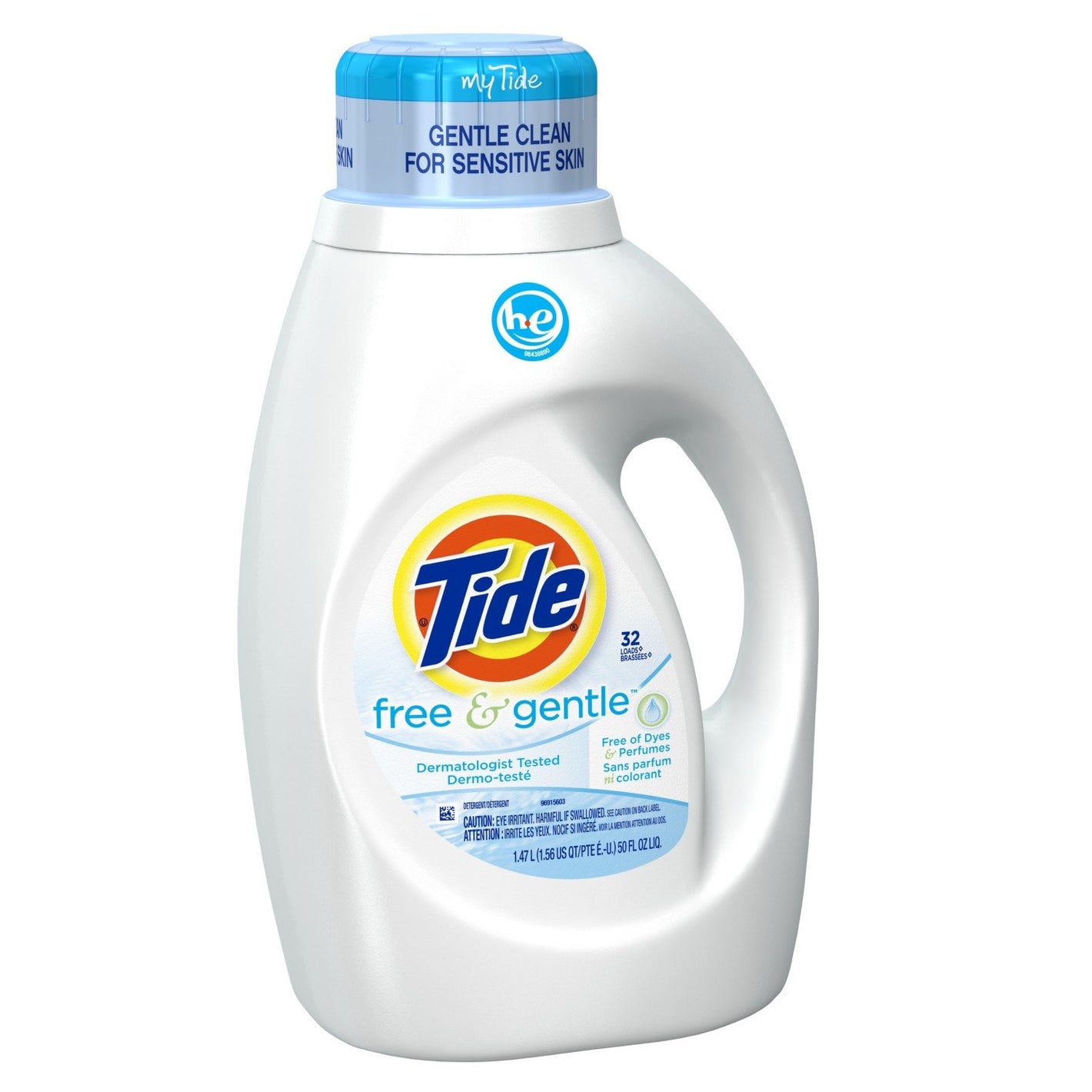Buy now Tide Free & Gentle Liquid Laundry Detergent, Unscented, 1.47 L (32 Loads) at indiglob india