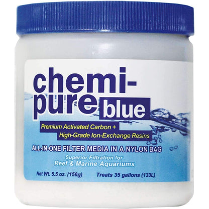 Boyd Chemi‑Pure Blue 5.5 oz Aquarium Filtration Media Premium Extruded Carbon + Ion‑Exchange Resins in Nylon Bag Clears Toxins, Phosphates & Metals