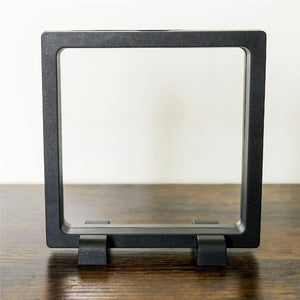 Challenge Coins Display Frame, Clear 3D Floating Holder, Small Shadow Box for Medal, AA Medallions, Jewelry, Black, 4.3"x4.3"x0.8"