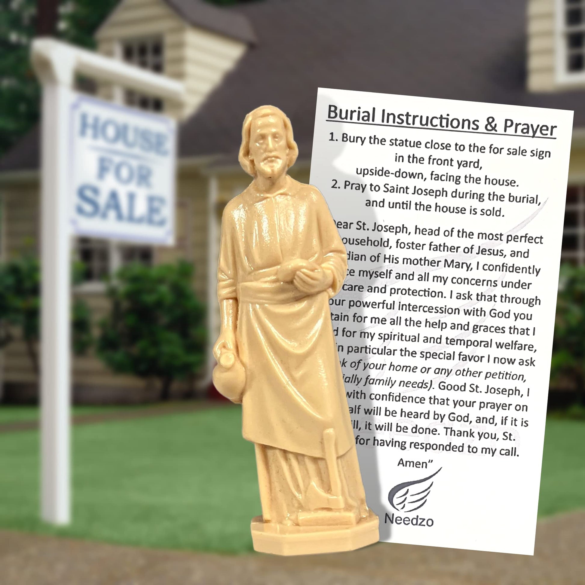 Buy now Religious Gifts Saint Joseph Statue Home Seller Kit with Prayer Card and Instructions at indiglob india