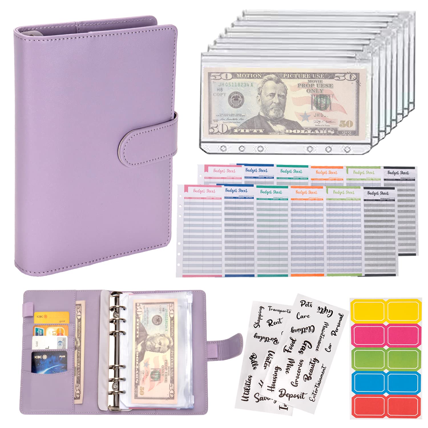 Buy now NICOOTHBudget Binder Cash Envelopes A6 Money Saving Binder with Zipper envelopes (Purple) at indiglob india