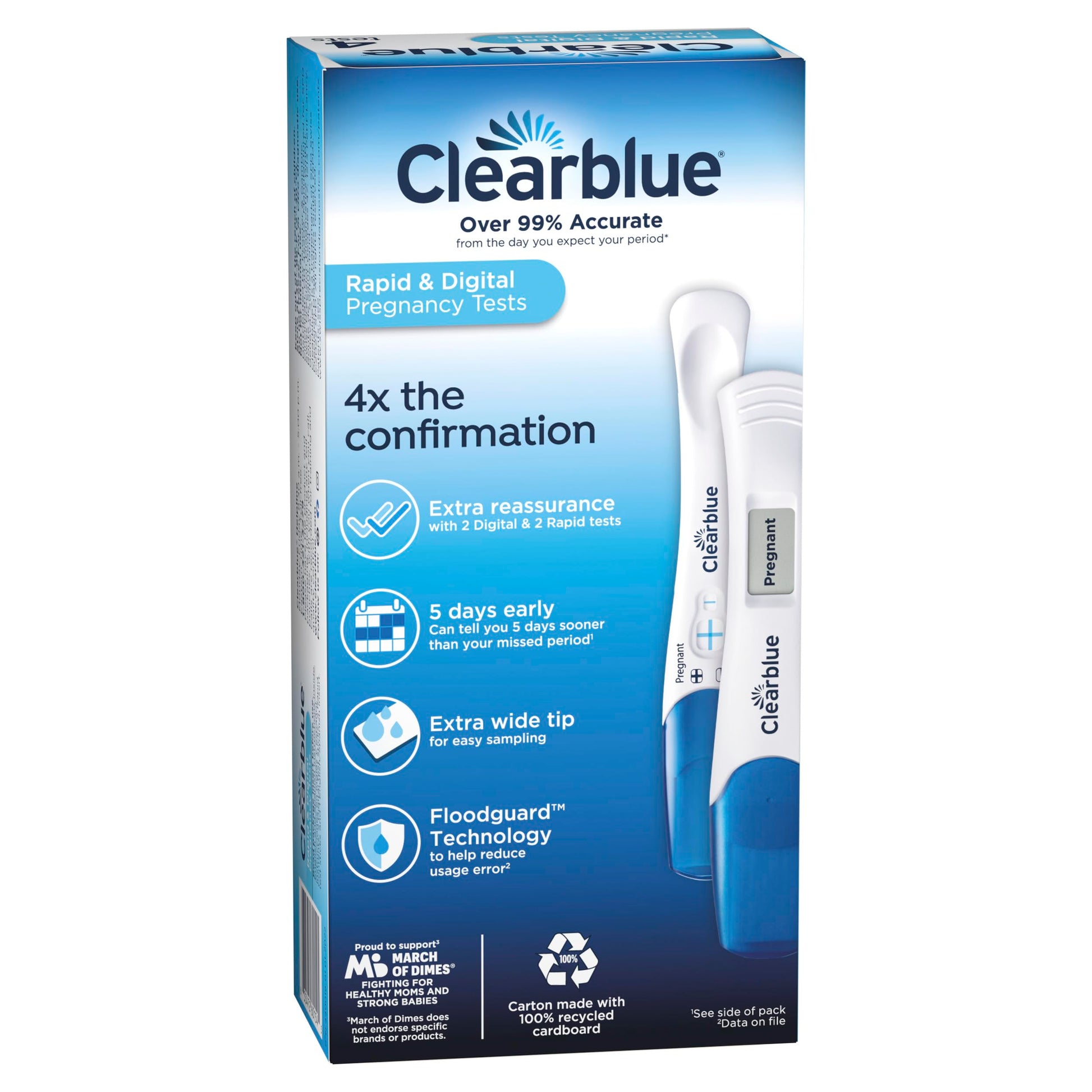 Buy now Clearblue Pregnancy Test Combo Pack, 4ct - Digital with Smart Countdown & Rapid Detection - Value Pack at indiglob india