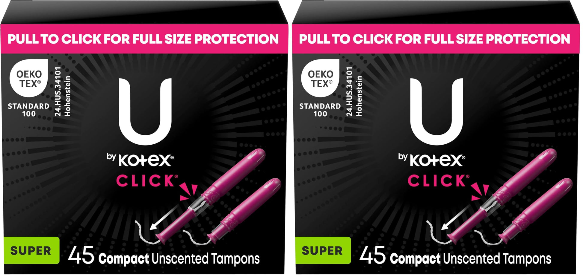 Buy now U by Kotex Tampons, Click Compact, Super Plus Absorbency, Unscented, 45 Count Super (Pack of 2) 90 at indiglob india